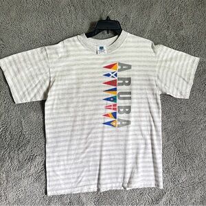 Vintage 90s Tennessee River Aruba Striped Single-Stitch Puffy Ink Large T-Shirt